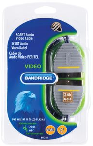 Bandridge SCART Kabel | SCART Male naar SCART Male | 2 m | Blauw | 1 stuks - BVL7102 BVL7102