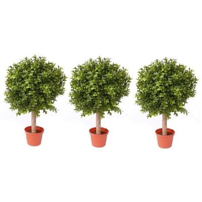 3x buxus bol kunstplant op stam - h34 x d25 cm - uv-bestendig