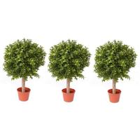 3x buxus bol kunstplant op stam - h34 x d25 cm - uv-bestendig