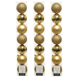 28x stuks kunststof kerstballen gouden 8 cm glans/mat/glitter