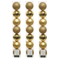 28x stuks kunststof kerstballen gouden 8 cm glans/mat/glitter - thumbnail