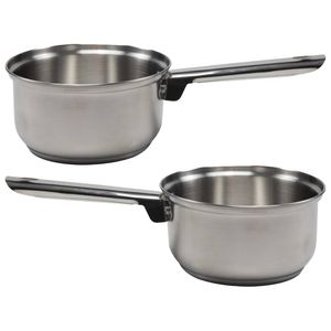 Svenska Living Steelpan/sauspan - 2x - RVS - D16 cm - 1L -A Alle warmtebronnen - Steelpannen