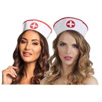 Zuster/verpleegster kapje/hoedje - 2x - carnaval verkleed accessoire - sexy nurse - thumbnail