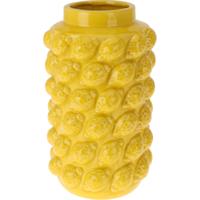 Bloemenvaas citroenen - geel - keramiek - D16 x H26 cm - fruitvaas citroen patroon