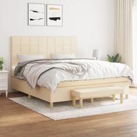 Boxspring met matras stof crèmekleurig 180x200 cm