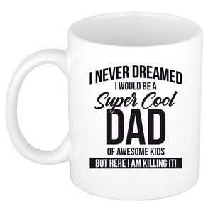 Cool dad of awesome kids mok / beker wit 300 ml - Cadeau mokken - Papa/ Vaderdag