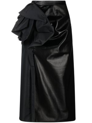 Maison Margiela jupe drapée en cuir artificiel - Noir
