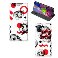 Mobiel BookCase Samsung Galaxy M51 Skull Red