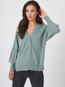 V-hals vest met knopen en pofmouwen