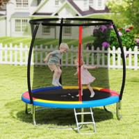 Ø244 cm Trampoline met Ladder & Veiligheidsnet Rond Tuintrampoline Kindertrampoline Oranje