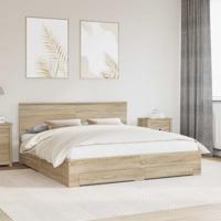 Bedframe met hoofdeinde Sonoma Eiken 200 x 200 cm Bewerkt hout