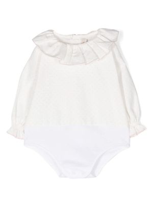 La Stupenderia body volanté à pois - Blanc