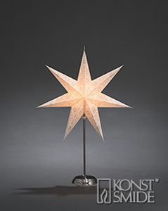 Konstsmide 2996-230 Kerstster Gloeilamp, LED Wit, Zilver Uitgestanst motief, Schakelaar