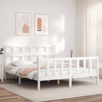 Bedframe zonder matras massief grenenhout wit 160x200 cm
