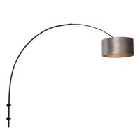 Steinhauer Wand BooglampSparkled zwart met taupe velourse kap - 8140ZW