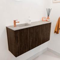 Toiletmeubel Mondiaz Joya Dlux | 91.6 cm | Meubelkleur Walnut | Faye wastafel Glace Wasbak Links | 1 kraangat