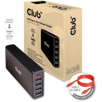 Club 3D USB Type A and C Power Charger, 5 ports up to 111W oplader