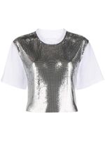 Rabanne t-shirt en mesh métallisé - Argent