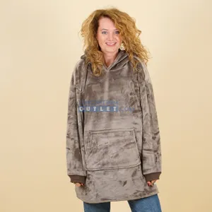 Oversized Fleece Hoodie Taupe Unique Living