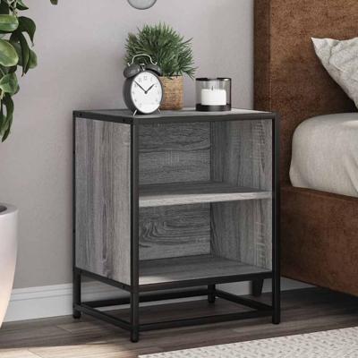 Nachtkastjes 2 st 40x31x50 cm bewerkt hout&metaal grijs sonoma