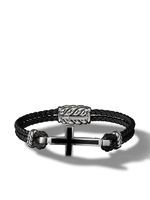 David Yurman bracelet en cuir Exotic Stone Cross serti d'onyx - Argent