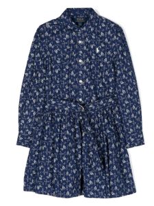 POLO RALPH LAUREN KIDS robe-chemise à fleurs - Bleu