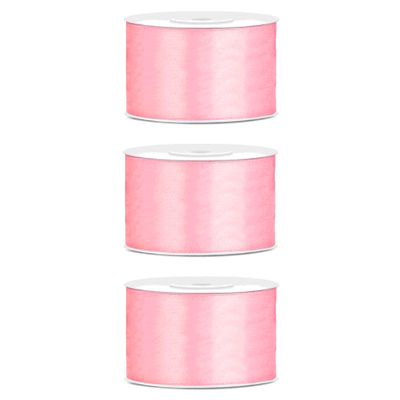 3x Hobby/decoratie licht roze satijnen sierlinten 3,8 cm/38 mm x 25 meter 3x Hobby/decoratie licht roze satijnen sierlinten 3,8 cm/38 mm x 25 meter