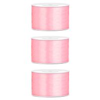 3x Hobby/decoratie licht roze satijnen sierlinten 3,8 cm/38 mm x 25 meter