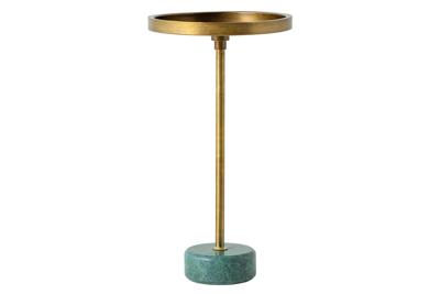 Side table TRAYFUL 60cm marble base groen and top messing - 44848