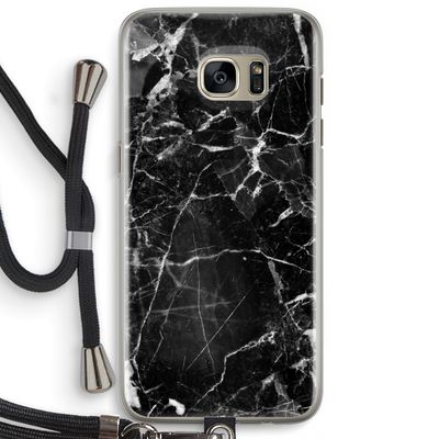 Zwart Marmer 2: Samsung Galaxy S7 Edge Transparant Hoesje met koord