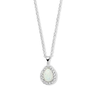 Ketting Halo zilver-zirconia-synthetisch opaal wit 41-45 cm