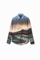 Shirt met fotoprint van landschap - BLACK - M