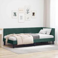 Hoekbedframe Donkergroen 90 x 190 cm Fluweel en Engineered hout