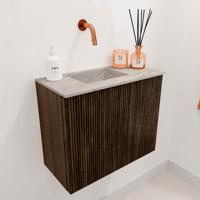 Toiletmeubel Mondiaz Joya Dlux | 50 cm | Meubelkleur Walnut | Faye wastafel Glace Wasbak Links | Zonder kraangat(en)