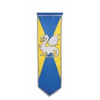 Ridder wapenschild op vlag blauw/geel - Feestbanieren