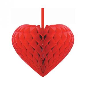 Rood decoratie hartje figuur - D15 cm - valentijn decoratie / versiering - Love - papier