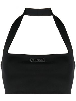Monse haut crop à plaque logo - Noir