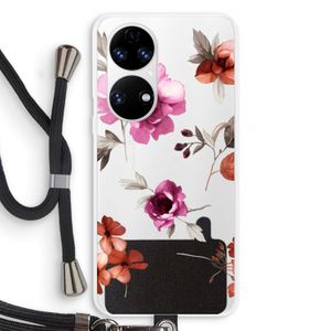 Geschilderde bloemen: Huawei P50 Transparant Hoesje met koord