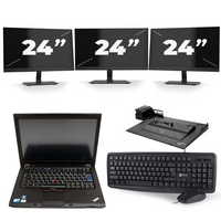 Lenovo ThinkPad T410 - Intel Core i5-1e Generatie - 14 inch - 8GB RAM - 120GB SSD - Windows 10 Home + 3x 24 inch Monitor - thumbnail