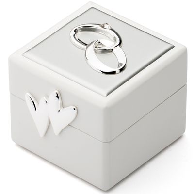 Zilverstad 7571261 Trouwringdoosje met verzilverd embleem 6,6 x 6 x 5,5 cm