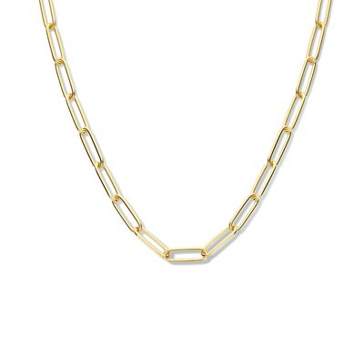 Ketting Paperclip ronde buis zilver goudkleurig 5,6 mm 45 cm