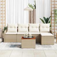 Tuinbankenset met opslag 6 pcs Beige en Crème poly rattan