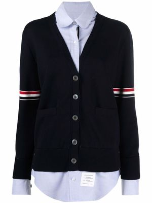 Thom Browne cardigan à brassard tricolore - Bleu