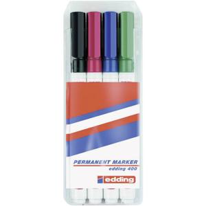 Edding 400 4-400-4-1999 Permanent marker Zwart, Rood, Blauw, Groen Watervast: Ja