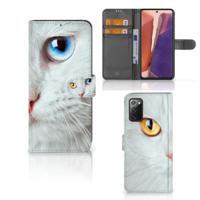 Samsung Galaxy Note 20 | Telefoonhoesje | Met pasjeshouder | Witte Kat