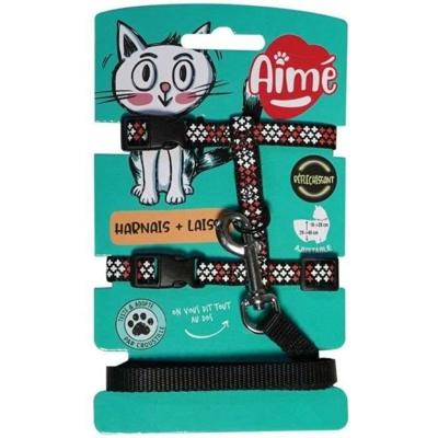 Harnas en riemset - AIMÉ - Reflecterend rood voor katten