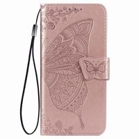iPhone SE 2022 hoesje - Bookcase - Pasjeshouder - Portemonnee - Vlinderpatroon - Kunstleer - Rose Goud
