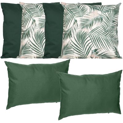 Bank/tuin kussens set - binnen/buiten - 6x stuks - groen/print - In 2 formaten laag/hoog Bank/tuin kussens set - binnen/buiten - 6x stuks - groen/print - In 2 formaten laag/hoog