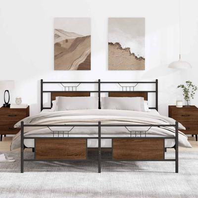 Bedframe zonder matras metaal bruin eikenkleurig 160x200 cm
