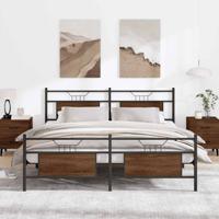 Bedframe zonder matras metaal bruin eikenkleurig 160x200 cm